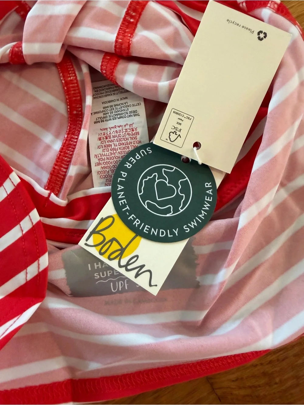 Boden Red and White Baby Sun Hat NWT